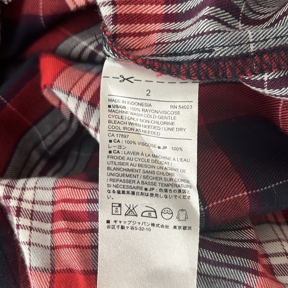 Banana Republic Plaid Shirt Dress Red Navy White Size 2 - Picture 8 of 8